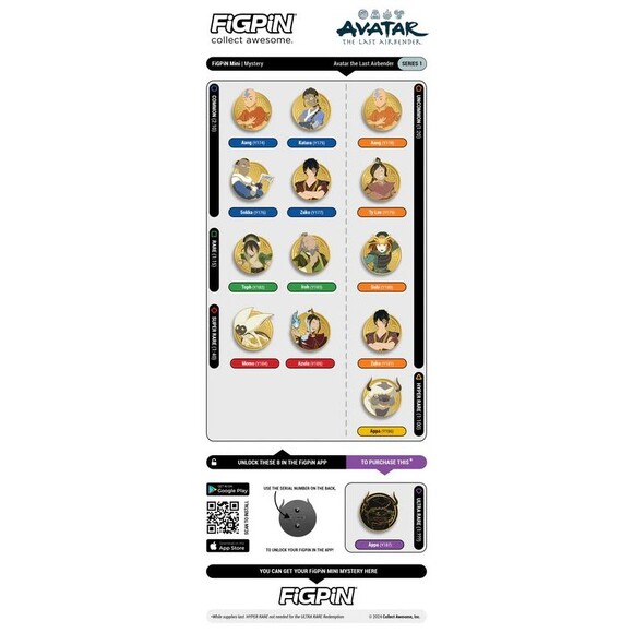Avatar The Last Airbender FigPin Minis Enamel Pin Full Commons Official Set Of 4 - Picture 6 of 6